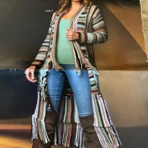 Multi Crochet Fringe Sweater